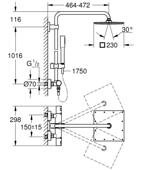 Душова система Grohe QuickFix Vitalio Joy 230 (26365000)