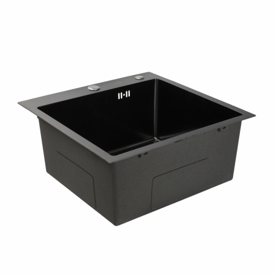 Кухонная мойка Platinum Handmade PVD чорная 500х500х220 (толщина 3,0/1,5 мм корзина и дозатор в комплекте)