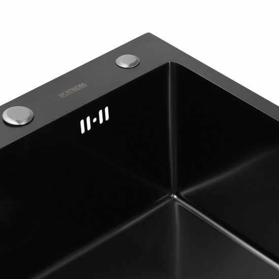 Кухонная мойка Platinum Handmade PVD чорная 500х500х220 (толщина 3,0/1,5 мм корзина и дозатор в комплекте)