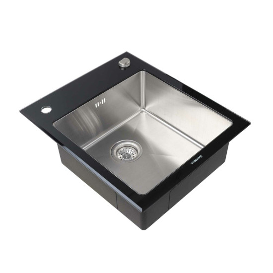 Кухонная мойка Platinum Handmade Black Glass 600x510x200