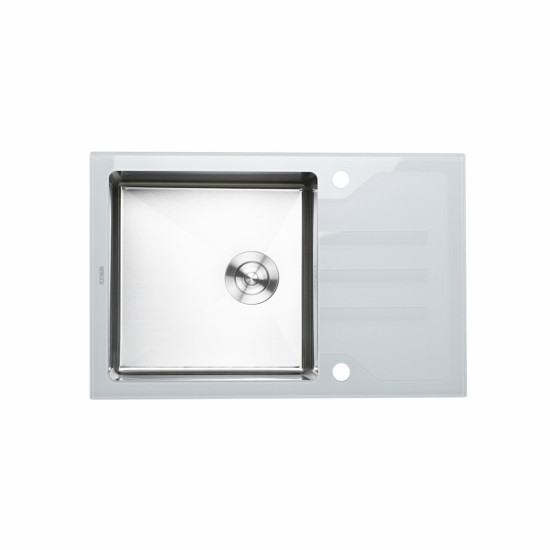 Кухонная мойка Platinum Handmade WHITE GLASS 780х510х200