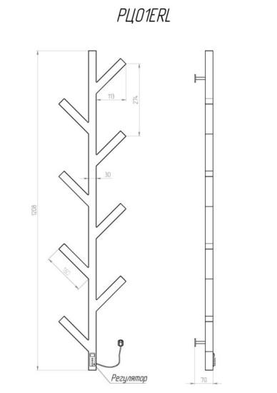 Рушникосушарка Kosser Цедро 1200x255 чорний