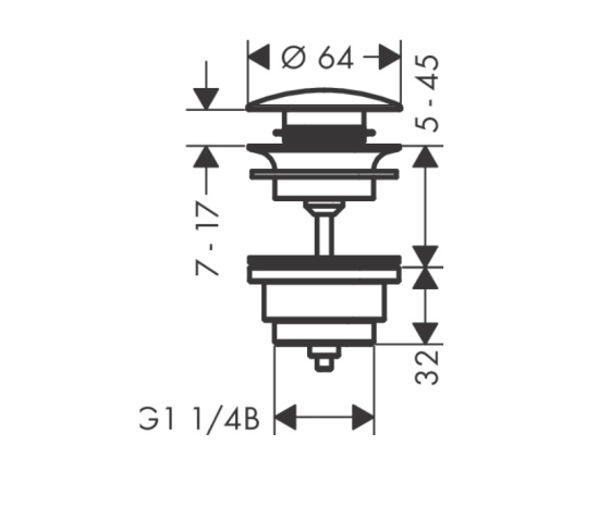 Донный клапан Hansgrohe 50100670 черный матовый
