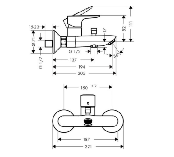 Смеситель для ванны Hansgrohe Talis E 71740340 шлифованный черный хром
