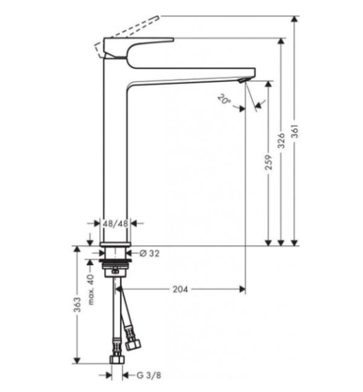 Змішувач для раковини Hansgrohe Metropol 32512340 чорний шліфований хром