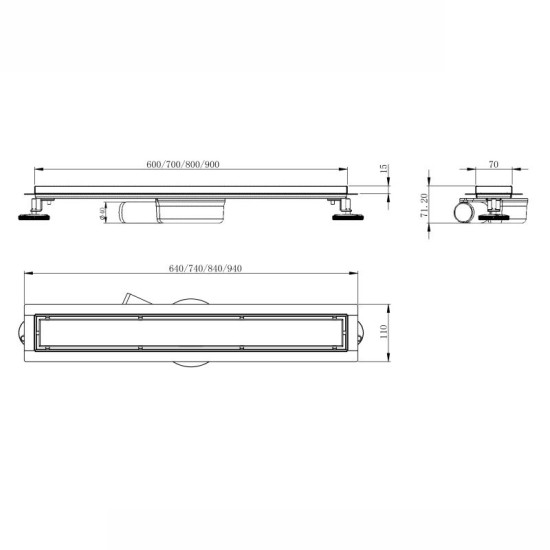 Лінійний трап Volle MASTER LINEA Onda 600 з решіткою cepillado cromo 9046.210414