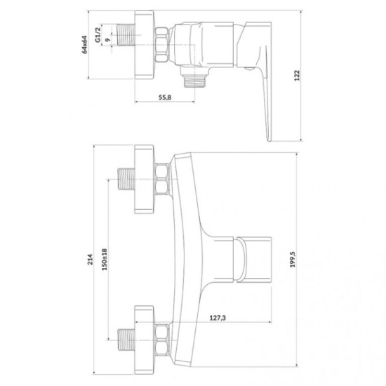Смеситель для душа Cersanit Larga S951-382 черный