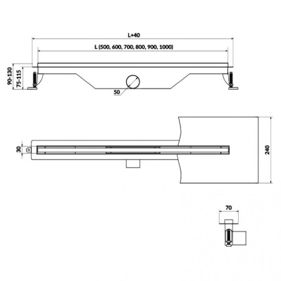 Линейный трап Cersanit Tako Slim 70 S907-013