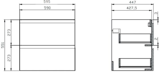 Тумба під стільницю Cersanit Moduo 60 біла без отвору для сифону K116-021