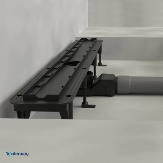 Лінійний трап Waterway Stream 900 чорний з решіткою з 2-х сторін (плитка/чорний колір) (WSB900001N12)