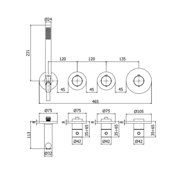 Термостат прихованого монтажу для душу Paffoni Modular box чорний матовий (MDE 000NO)