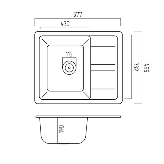 Кухонная мойка Platinum 5851 ARIA матовая Графит
