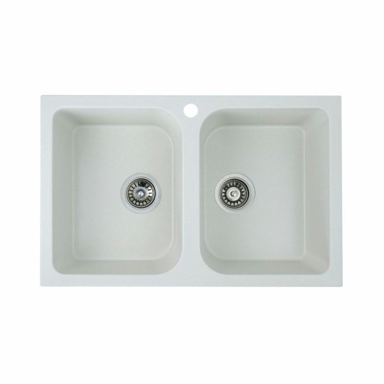 Кухонная мойка Platinum 7648W TWIN глянец Белый