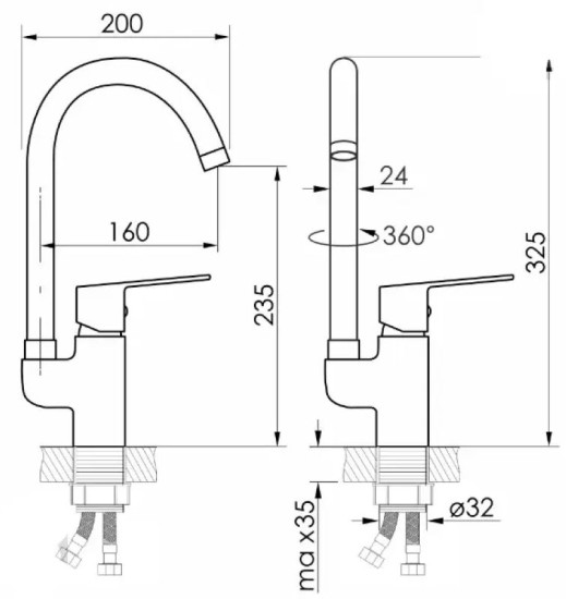 Кухонний змішувач Volle TRAJAN 1545.110101