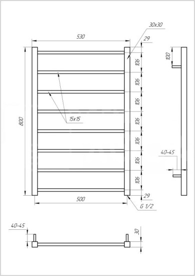 Полотенцесушитель Genesis Aqua Flat 80x53 черный