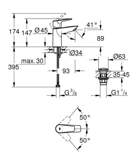 Змішувач для раковини Grohe Start Edge 24199001