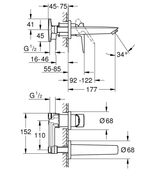 Смеситель для раковины скрытого монтажа Grohe BauLoop New M-Size 20289001