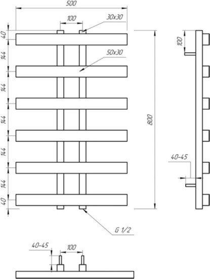 Рушникосушарка Genesis Aqua Symmetry 80x50 чорний