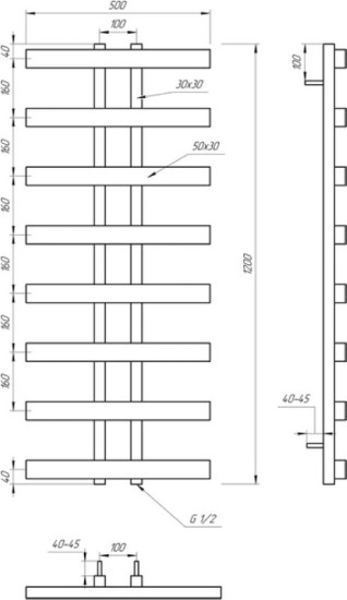 Полотенцесушитель Genesis Aqua Symmetry 120x50 черный