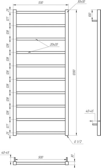 Рушникосушарка Genesis Aqua Terra 120x53 чорний