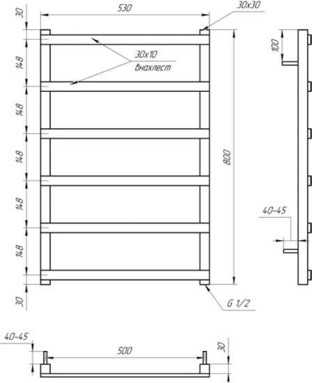 Полотенцесушитель Genesis Aqua Basis Light 80x53 серый