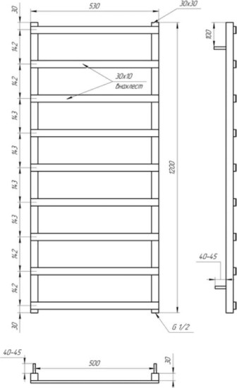 Полотенцесушитель Genesis Aqua Basis Light 120x53 черный