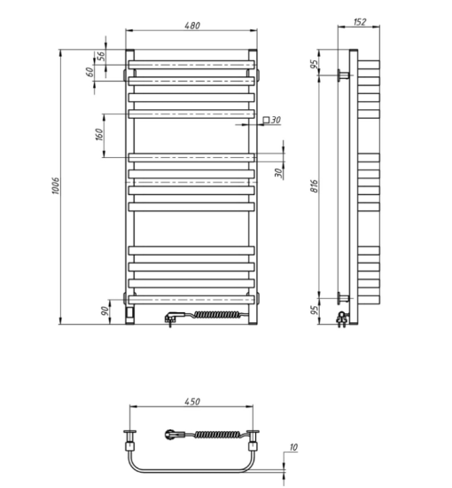 Полотенцесушитель Navin Stugna 480x1000 Sensor правый белый 12-149053-4810