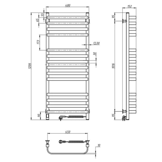 Рушникосушарка Navin Stugna 480x1200 Sensor правий білий 12-149053-4812
