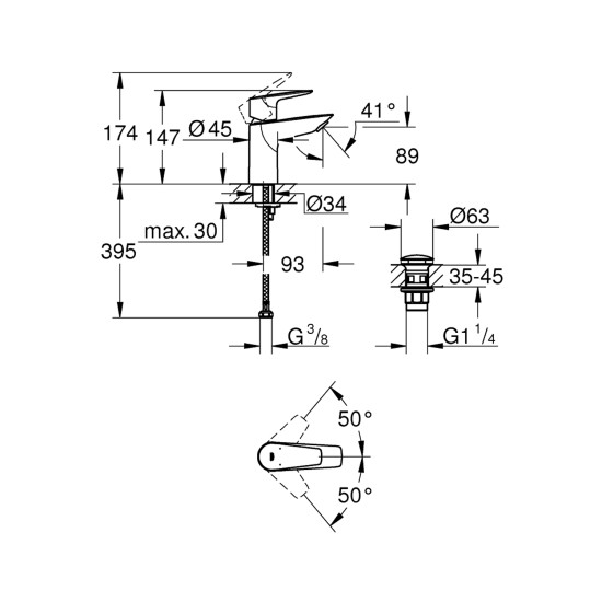 Смеситель для раковины Grohe QuickFix Start Edge 23898001