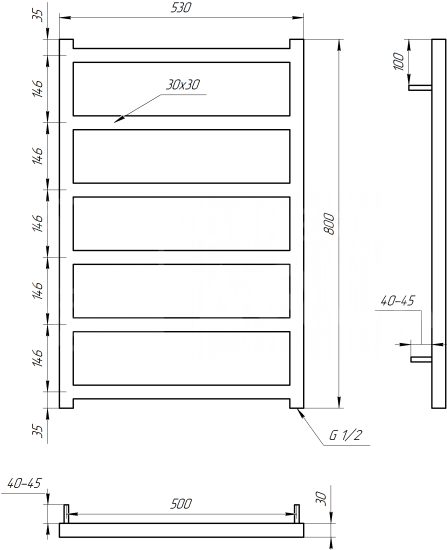 Полотенцесушитель Genesis Aqua Bud 80x53 черный