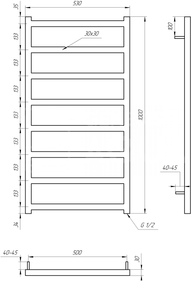 Полотенцесушитель Genesis Aqua Bud 100x53 черный