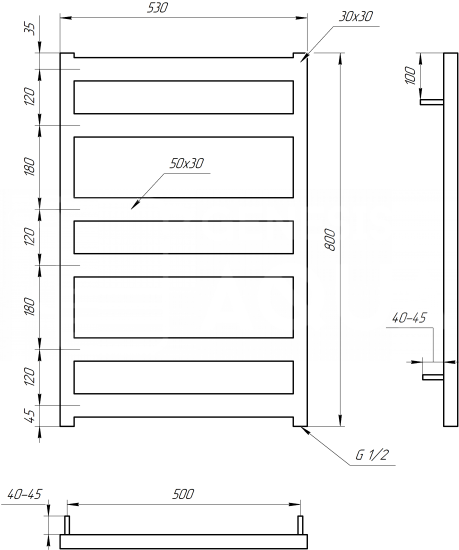 Рушникосушарка Genesis Aqua Fom 80x53 чорний