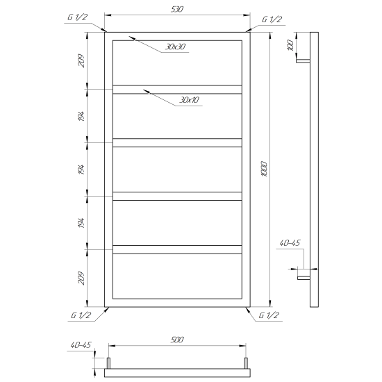 Рушникосушарка Genesis Aqua Mogiana 100x53 графіт