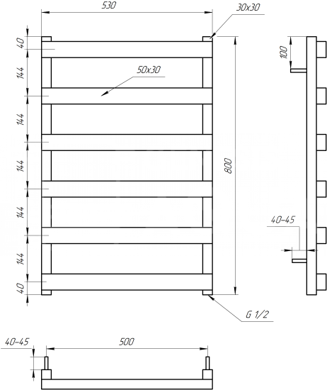 Полотенцесушитель Genesis Aqua Fancy 80x53 черный