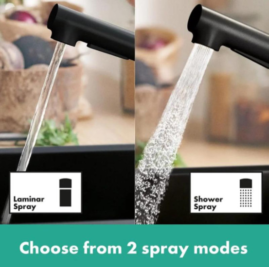 Кухонный смеситель с выдвижным изливом Hansgrohe Zesis M33 74800670 черный матовый