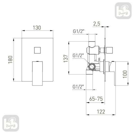 Змішувач прихованого монтажу для душу Volle PARDO 1548.030206 pistola negro