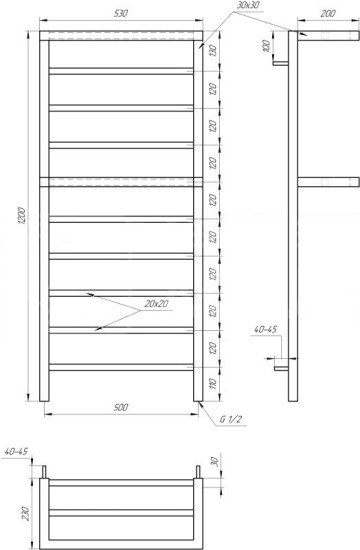 Полотенцесушитель Genesis Aqua Aro 120x53 серый