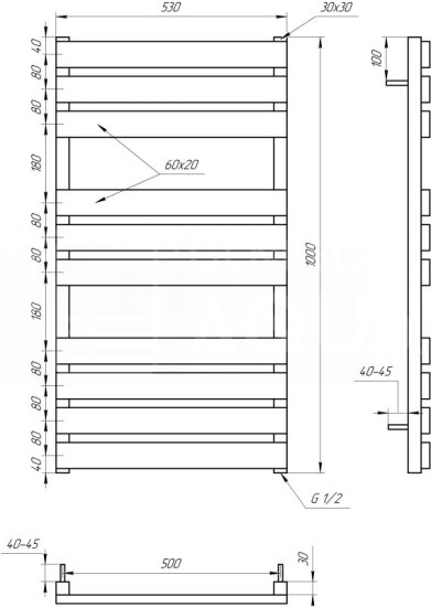 Полотенцесушитель Genesis Aqua Alpina 100x53 черный