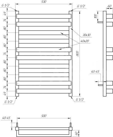 Полотенцесушитель Genesis Aqua Santa 80x53 белый
