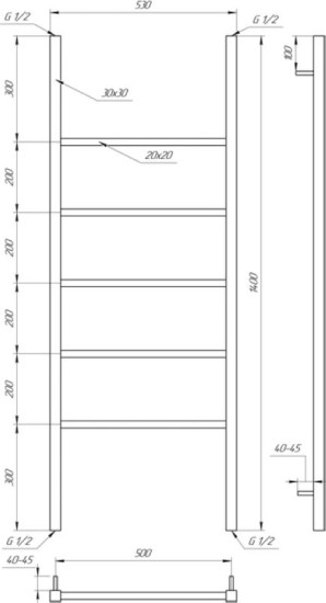 Полотенцесушитель Genesis Aqua Bianco 140x53 черный
