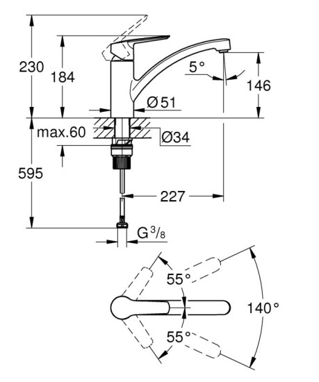 Кухонний змішувач Grohe QuickFix Start 324412432 чорний