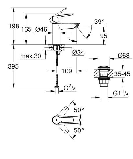 Змішувач для раковини Grohe QuickFix Start S-Size 235502432 чорний