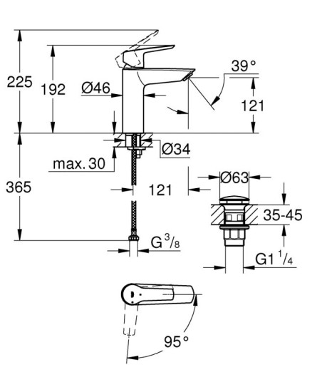 Змішувач для раковини Grohe QuickFix Start M-Size 237462432 чорний