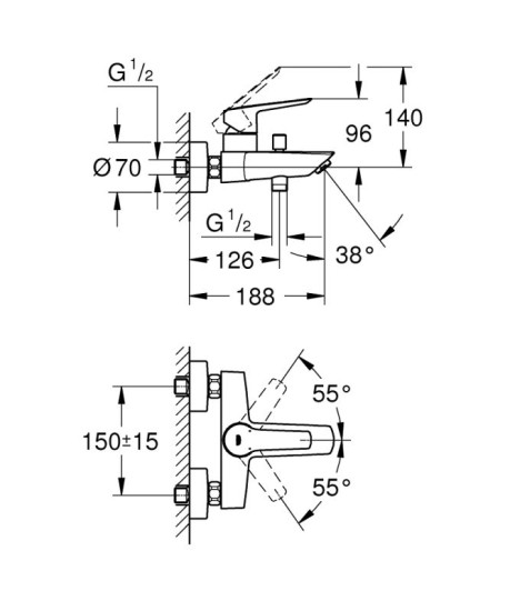 Смеситель для ванны Grohe QuickFix Start 322782432 черный