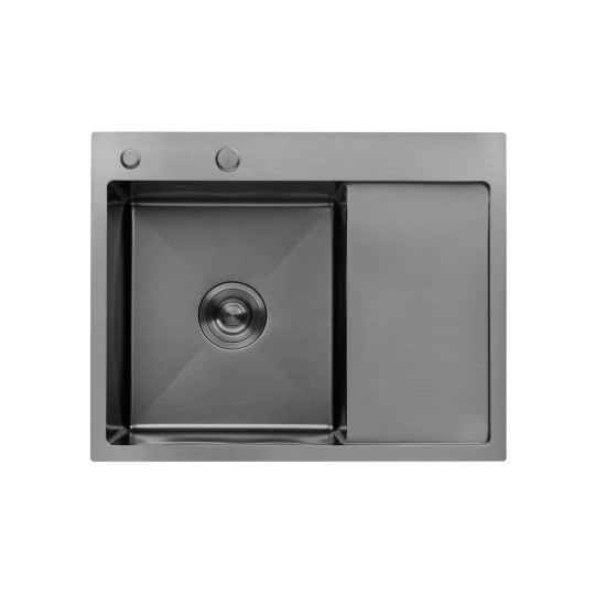 Кухонна мийка Kroner KRP Schwarze - 6350LHM PVD (3,0/1,0 мм) (CV031322)