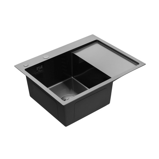 Кухонна мийка Kroner KRP Schwarze - 6350LHM PVD (3,0/1,0 мм) (CV031322)