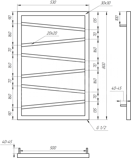 Рушникосушарка Genesis Aqua Genesis Light 80x53 чорний
