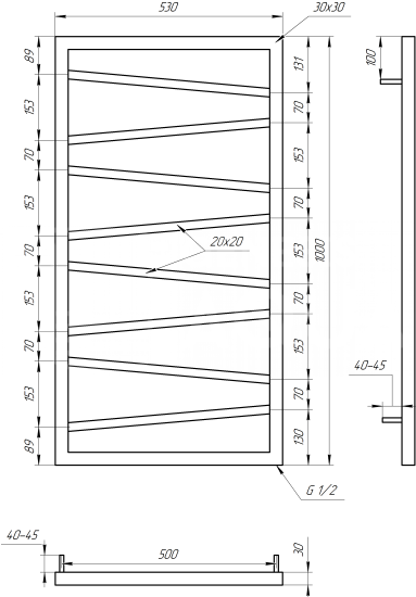 Полотенцесушитель Genesis Aqua Genesis Light 100x53 серый