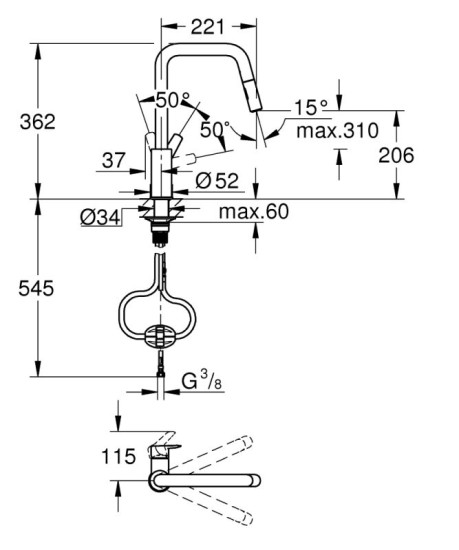 Кухонний змішувач Grohe QuickFix Start 306312430