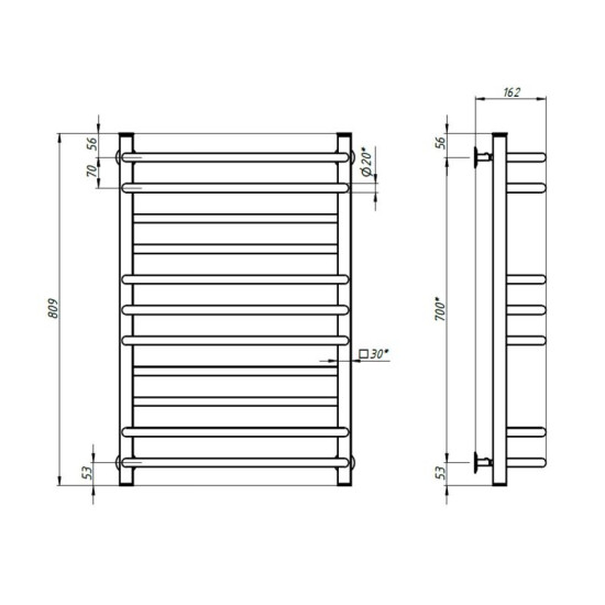 Полотенцесушитель Navin Грандис 500х800, черный муар 00-208050-5080